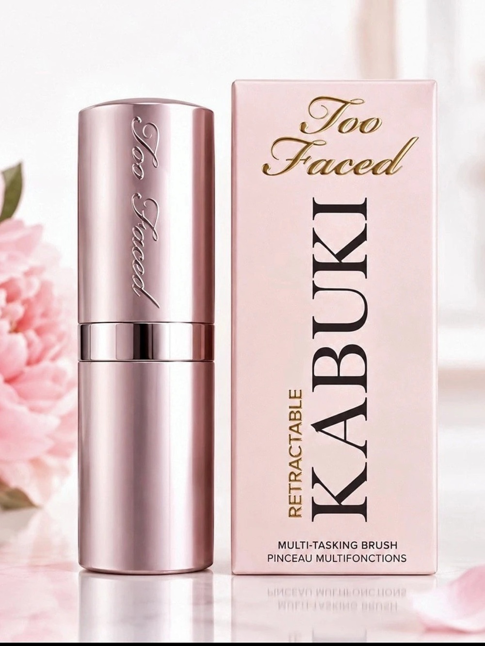Too Faced Retractable Kabuki Brush Pink Retractable Makeup Brush NWT